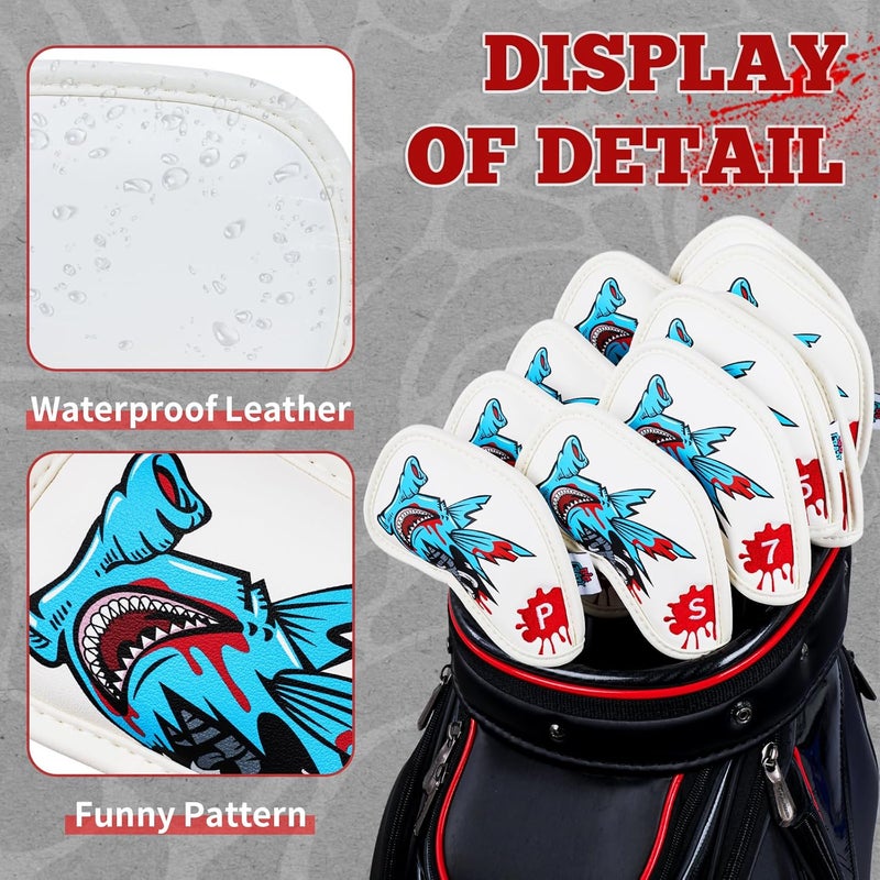 Big Crazy Golf Head Covers, Golf Club Covers Funny, Driver Headcovers, Golf Club Covers, Fairway Woods Head Covers, Hybrids Headcover, Putter Cover with Soft Lining for Golf Gift Hammerhead Sharks - Image 3